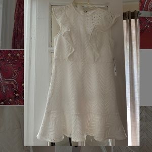 Aqua white lace mini dress